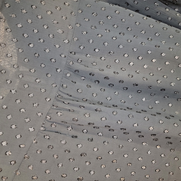 Ava & Viv Sparkling Dot Black Tie Front Relaxed Blouse - Picture 7 of 10